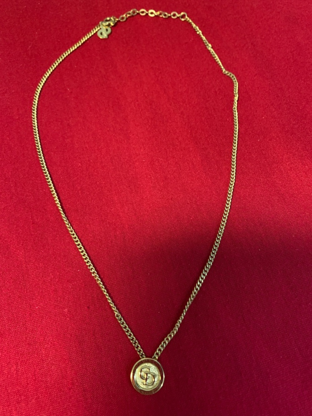 Dior Gold Circular Logo Pendant Necklace - Picture 1 of 8